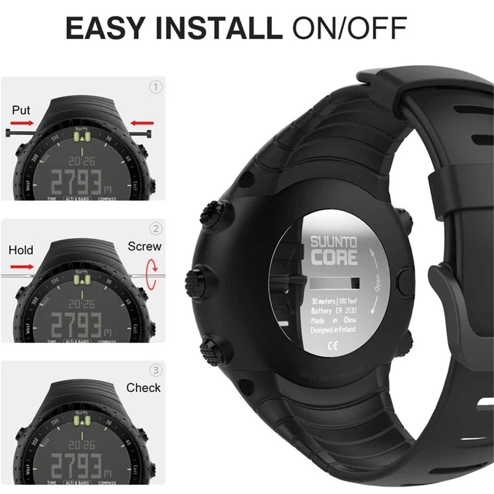 Sport Silikon Uhrenarmband Armband Für SUUNTO CORE All Black Smart Ersatzband - Bild 2 von 4