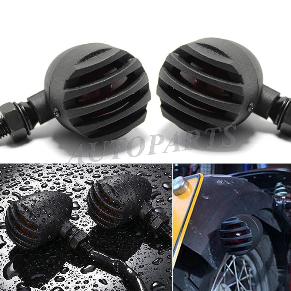 4x Black Front Rear Motorcycle Bobber Cafe Racer ATV Turn Signal Indicator Light - Image 2 of 4