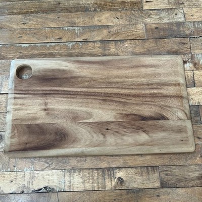 Rustic Acacia Wood Bread Board or Cutting Board 18'' w a Circular Hole
