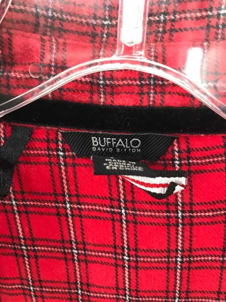 Pre-Owned Buffalo Red Size Small Plaid Long Sleeve Blouse - Image 3 of 3