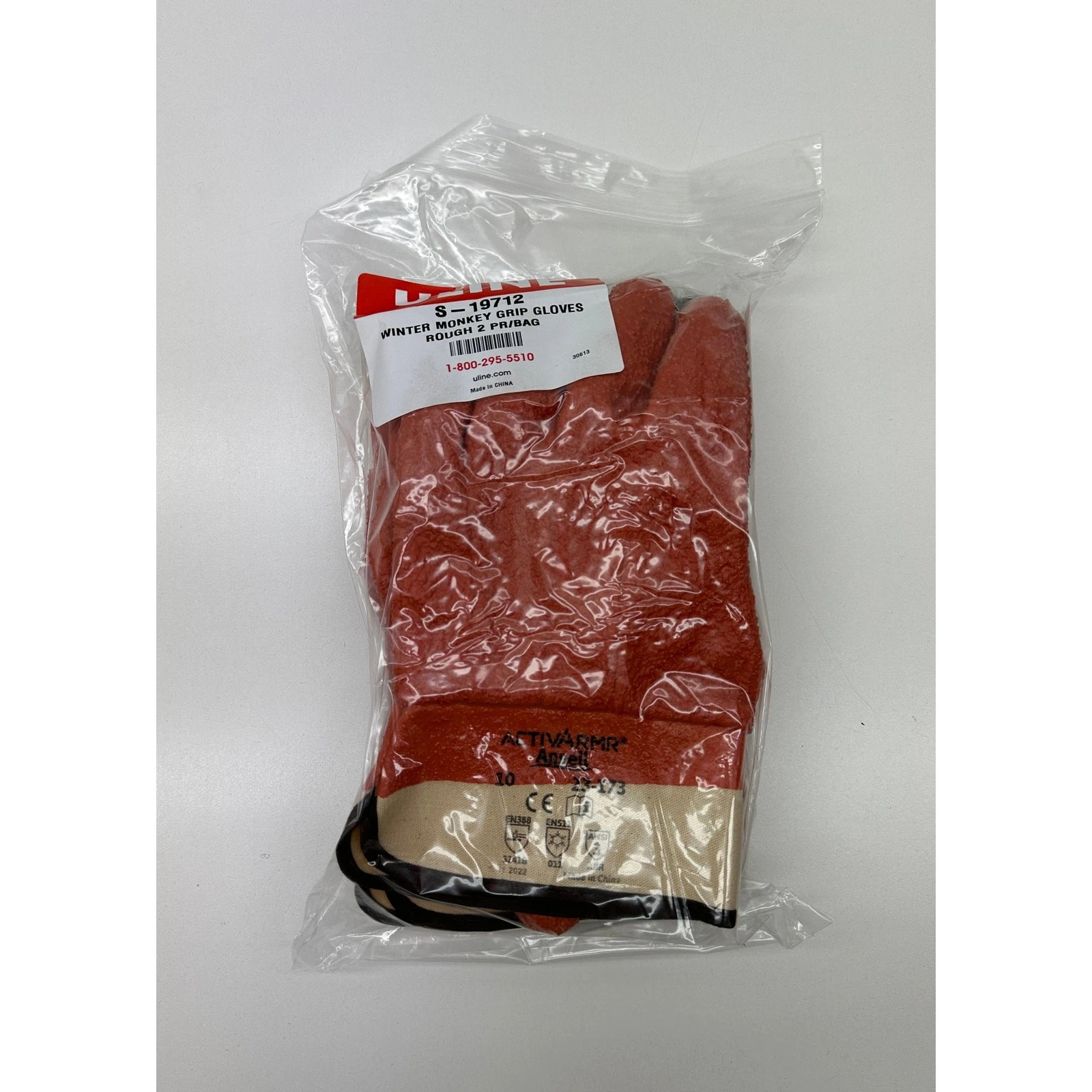 Uline Ansell Winter Monkey Grip Gloves Rough 2 Pair/Bag S-19712 Size 10 NEW #05S