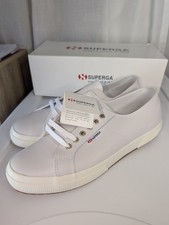 Superga Zapatos 2750 Nappa Blanco Tenis Entrenadores Nueva Caja EU 46 US M 12 UK 11