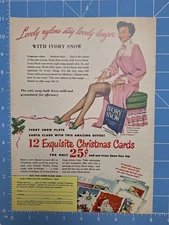 IVORY SNOW CHRISTMAS CARDS Nylons Soap 1948 Print Ad