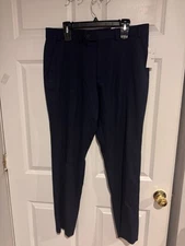 Perry Ellis Portfolio Essentials Men's Slim-Fit Stretch Pants - Navy-36x32