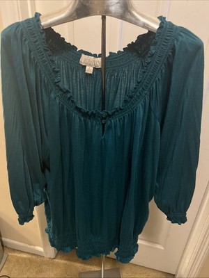 Carolyn Taylor Women's Elastic Neck Elastic Long Sleeve Two Button Size 1X