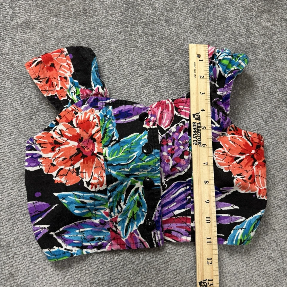 Vtg 90’s Amy Byer California Tank Top Crop Buttons Colorful Floral Girls M 10-12 - Image 3 of 4
