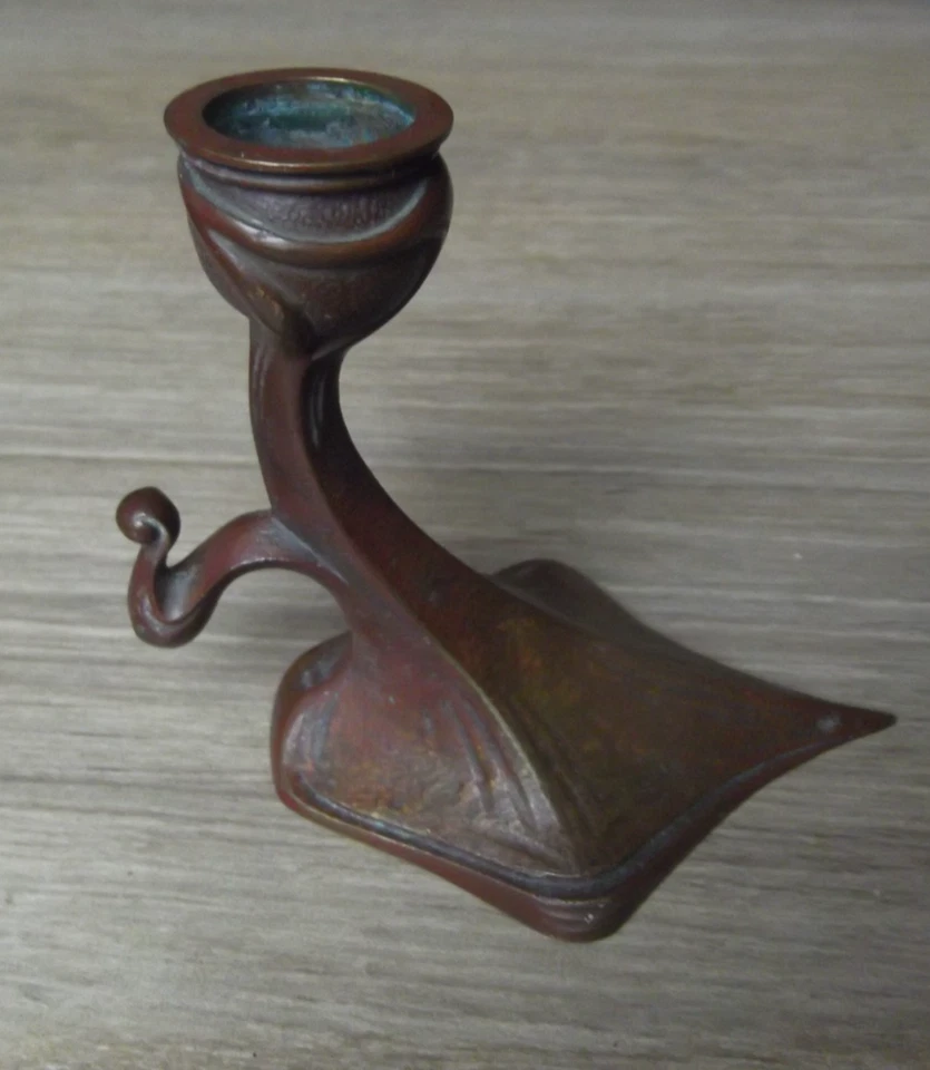 Petit bougeoir en Bronze ancien art nouveau Jugendstil design  - Photo 2/4