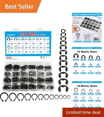324Pcs C Clips & E Clips Assortment Kit, 24 Sizes C Clip 5mm 16mm & E Clip 2m...