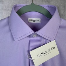 Collars  Co Polo Shirt Mens Small Lavender Dress Collar Office Stretch Golf NWT