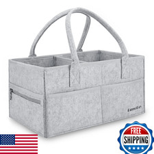 Runsabay Baby Diaper Caddy Organizer - Portable Nursery Storage Basket Grey