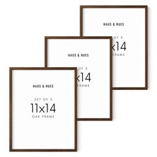 Walnut Wood Picture Frame Set of 3 - 11x14 Inch, Rustic Wall Frames for Galle...
