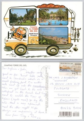 x02900 Camping Torre Del Sol Tarragona Spanien Postkarte 2000 Briefmarke