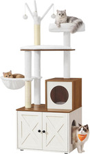 Cat Tree with Litter Box Enclosure, 59-Inch Modern Cat Tower, 2-In-1 Condo with