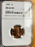 1989 LINCOLN CENT PENNY NGC MS66 RD