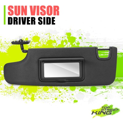 Black Driver Left Side Sunshine Visor w/Mirror Replace for Jeep Wrangler 12-18