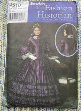 SIMPLICITY 4510 Unusual Victorian Era Dress Sewing Pattern Fashion Historian
