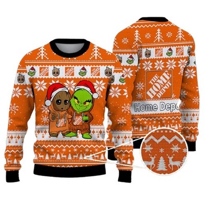 Home Depot Best Friends Baby Groot And Grinch Santta Funny Ugly Christmas Sweate