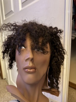 Curly Brown Female Hair Mannequin Head Synthetic Hair for Styling Practice