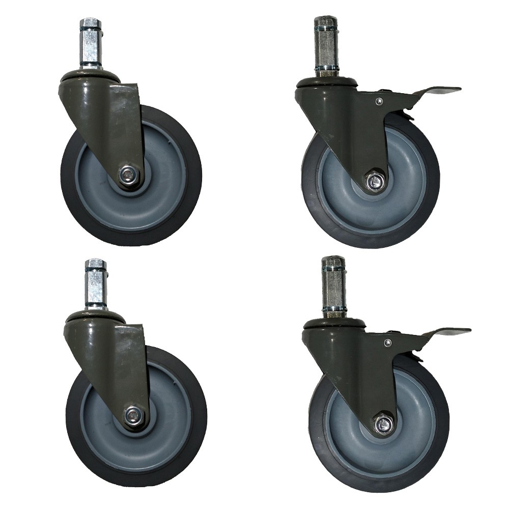 Lenkrolle Ø125 mm 4 Kant-Unterbau für Gastrogeräte Edelstahlmöbel 4er Set