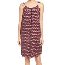 Madewell Tie Strap Ikat Print dress with pockets maroon Small