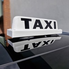 Insegna Taxi per Tetto Vetro, Metallo, Carbonio, Alluminio - 15" Aspirazione Montata