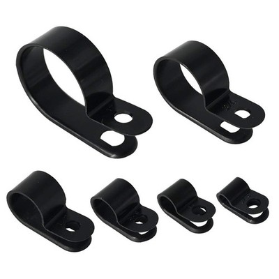 Alamic Cable Clamp 200 Pcs Black Nylon Screws Plastic R-Type Cable Clamp Clip...