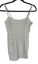 Women's Divided Beige Ivory Plaid Sleeveless Spaghetti Strap Mini Dress Size XS