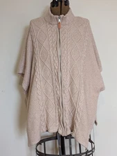 Cupcakes & Cashmere Fisherman Cardigan Poncho Sweater Size S/M Bamboo Lagenlook