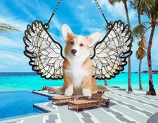 Custom Pet Photo With Wings Suncatcher, Custom Dog Memorial Suncatcher Ornament
