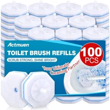 100pcs Disposable Toilet Brush Heads, Bathroom Cleaners, Compatible with Most...