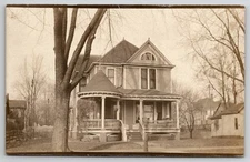 RPPC Beautiful Queen Anne Home Turret Porch Ornate Skirting Photo Postcard I34