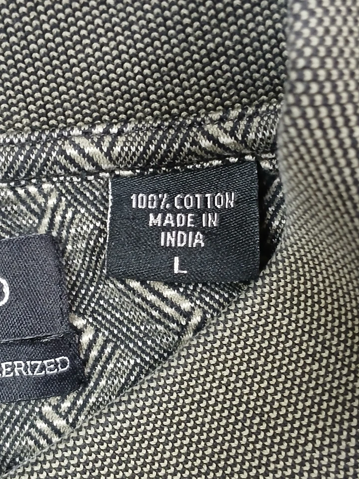 Camisa Polo IZOD Para Hombre L 100% Algodón Tejido Geométrico Patrón De Colección Informal 23x28 Foto 4 de 4