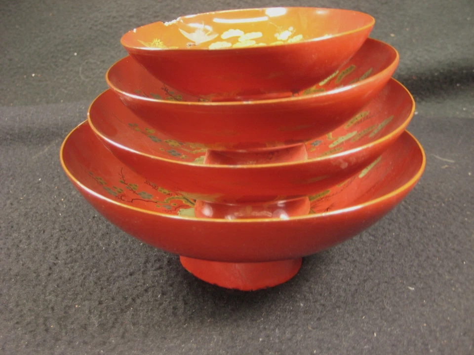 ANTIGUA TAZA SAKAZUKI SAKE SAKAZUKI DE MADERA LACADA (1870) JAPONESA ERA MEIJI (1870) Foto 2 de 4