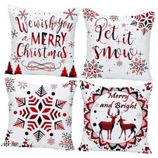 Red and Black Buffalo Plaid Pillow Covers 18" x 18" Pack of 4 Christmas B