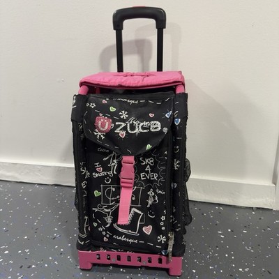 Zuca Rolling Skate Bag SK8 Pink Black Frame Figure Skating Wheeled Travel Cart