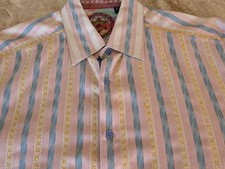Robert Graham Shirt Button Down XL Flip Cuff Long Sleeve Men's Excellent Cond