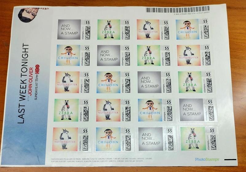 Last Week Tonight With John Oliver USPS Stamps Sheet of 20 Photo Stamps Mint 