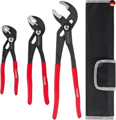 NAUKII 3-Piece Water Pump Pliers Set, 180 mm/250 mm/300 mm, Pipe Wrench Set,