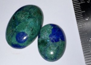 Azurite Malachite Oval Green Blue Stone Cabochon for Jewelry Making - Set of 2