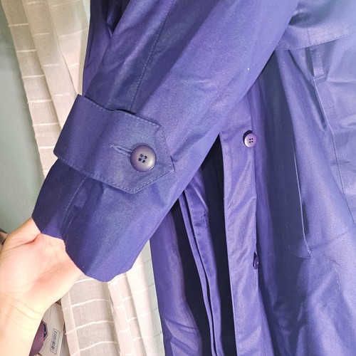 Blueish Purple London Fog Trench Coat with Removable Liner. Size 10 Petite - Picture 9 of 14