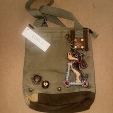 Chala Purse Sand Canvas Crossbody with DOG  Key Chain  Purse NWT