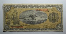 1915 Mexico 1 Peso Banknote - Gobierno Provisional de Mexico - (P4809)