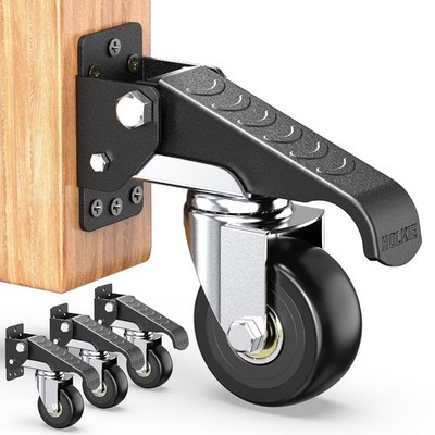 HOLKIE Retractable Casters Heavy Duty with Lifting and Lowering Black 