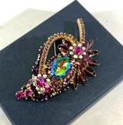 New ListingVTG Juliana D&E Leaf Brooch 3in Clear Rhinestone Costume Jewelry READ DS75