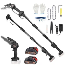2-in-1 Cordless Pole Saw, Cordless Chain Saw, 33Ft/s Battery Pole Saw with 2P...