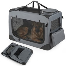 36" Collapsible Soft Dog CratePortable Dog Travel Crate w/Mesh Windows 3 Doors