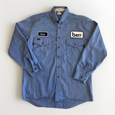 Workrite FR FLAME RESISTANT Men's L Long Sleeve blue uniform workwear industrial