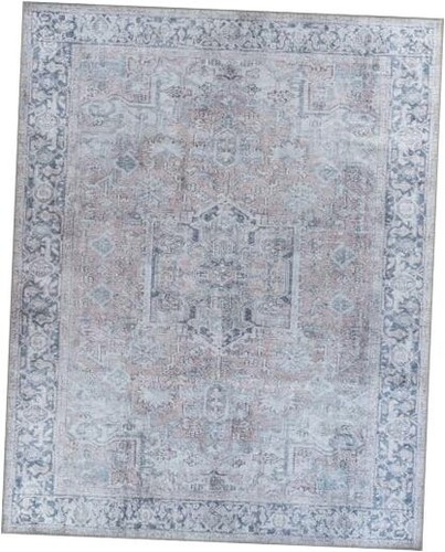 Easy Care Non-Slip Large Area Rug for Living Room, 6' x 9' Blush / Grey / Blue