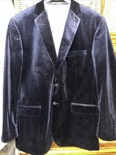 Vinci Philosophy Men  s Blue Velvet Blazer Size Large Two Button Lined
