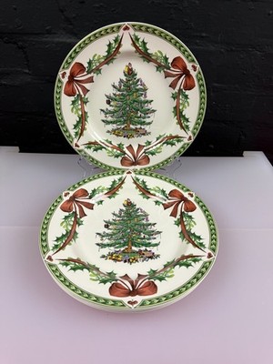 Spode Christmas Tree Schleife Stechpalme Dessert/Salatteller 9,5'' breit 4er Set